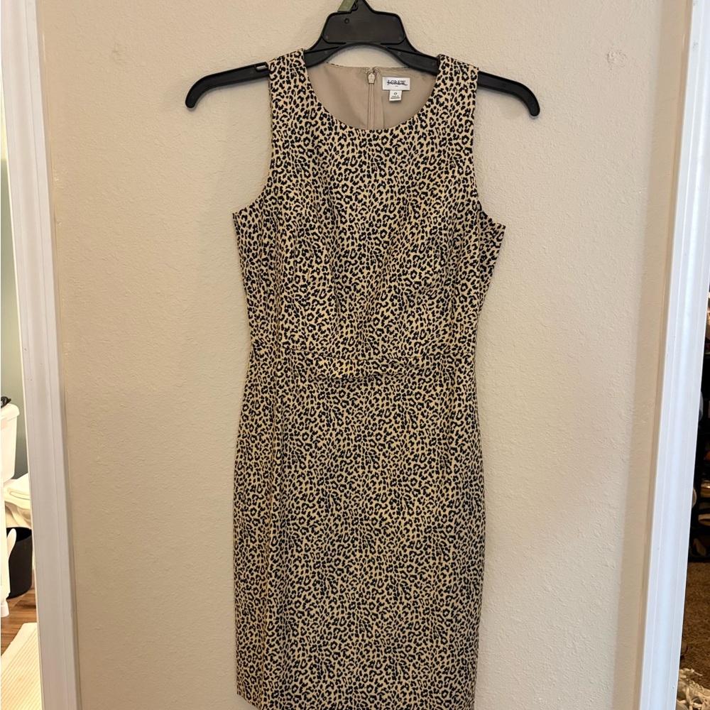 J. Crew Leopard Print Midi Dress - Black and Cream